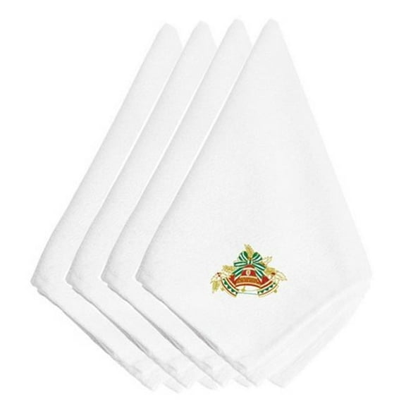 Christmas Bells Red - Green & Gold Embroidered Napkins - Set of 4