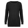 thumbnail image 4 of AOOCHASLIY Women's 2023 Sweatshirt Fashion Woman Long Sleeve Round Neck T-Shirt Solid Pocket Loose Blouse Tops, 4 of 4