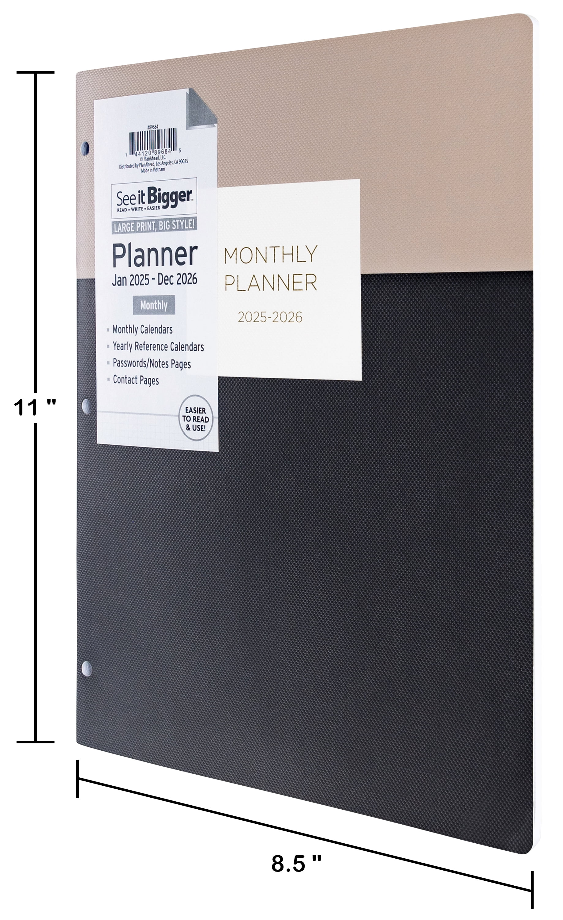See it Bigger January 2025 - December 2026 Monthly Dated Planner (8.5"x 11")