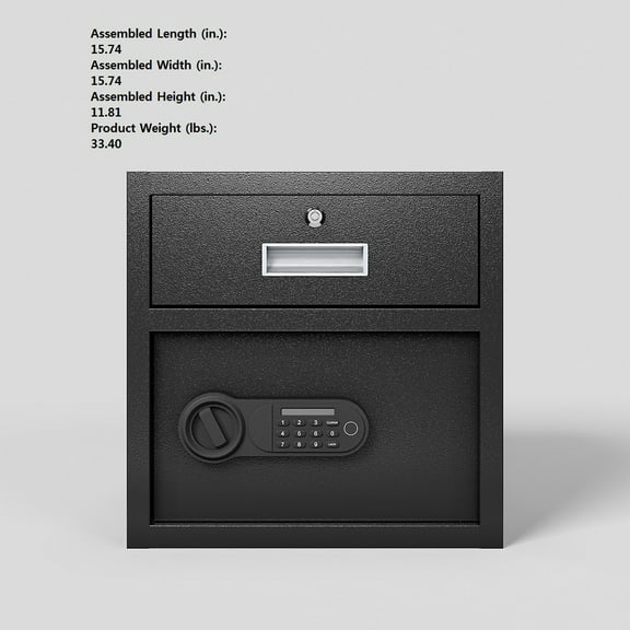 Steel Security Safe and Lock Box with Electronic Keypad - Secure Cash, Jewelry, ID Documents, Black, 1.69Cubic Feet