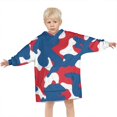 thumbnail image 3 of Red Blue Camo Bold Shapes Pattern Blanket Hoodies for Kids 6-13YR Oversize Wearable Blanket Hoodies for Boys Girls Teens, 3 of 7