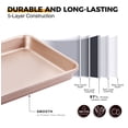 thumbnail image 5 of HONGBAKE 2 Pack 9.7"X7.6" Small Cookie Sheet, 57% Thicker Nonstick 1/8 Toaster Oven Pans, Heavy Duty Cookie Sheet Pan Set, Baking Sheet, Rose Gold, 5 of 9