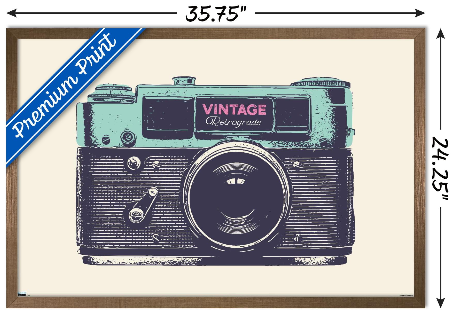 Vintage Camera Wall Poster, 22.375" x 34" Framed