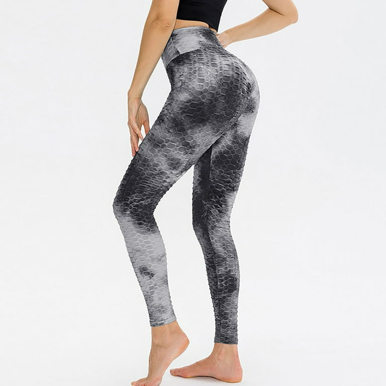 Women's High Waist Yoga Pants Tie Dye Workout Leggings - Tummy