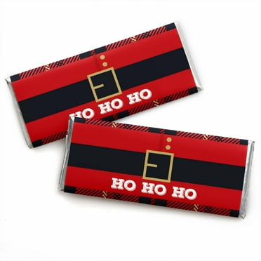 Big Dot of Happiness Jolly Santa Claus - Candy Bar Wrapper Christmas Party Favors - Set of 24