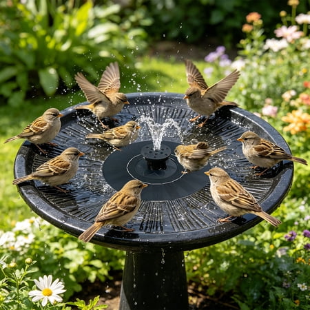 Solar Birdbath Fountain Floating Solar Water Pump Automatic Sprinkler for Pond Pool Garden Patio Yard Decoration Outdoor Water Feature Bird Bath Ornament Energy Efficient