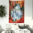 thumbnail image 3 of Waterfall Decor Tapestry, Waterfalls Like Stairs in Forest Hidden in the Botanic Fall Trees, Wall Hanging for Bedroom Living Room Dorm Decor, 40W X 60L Inches, Orange Red and White, by Ambesonne, 3 of 5