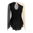 thumbnail image 4 of Runhomal Kids Girls Sparkly Rhinestones Figure Ice Skating Dress Long Sleeve Color Block Gymnastics Ballet Dance Dress Black 8, 4 of 5