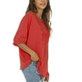thumbnail image 3 of Higustar Womens Plus Size Tops Short Sleeve V Neck Tunic Shirts Casual Floral Embroidered Loose Summer Fall Blouses Mexican Peasant Cotton Shirts-Red/338/H-M, 3 of 8