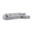 thumbnail image 1 of Meridian Furniture Indulge 129" Linen Fabric L-Shaped Modular Sectional in Gray, 1 of 10