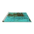 thumbnail image 2 of Ahgly Company Machine Washable Indoor Square Oriental Turquoise Blue Industrial Area Rugs, 5' Square, 2 of 4