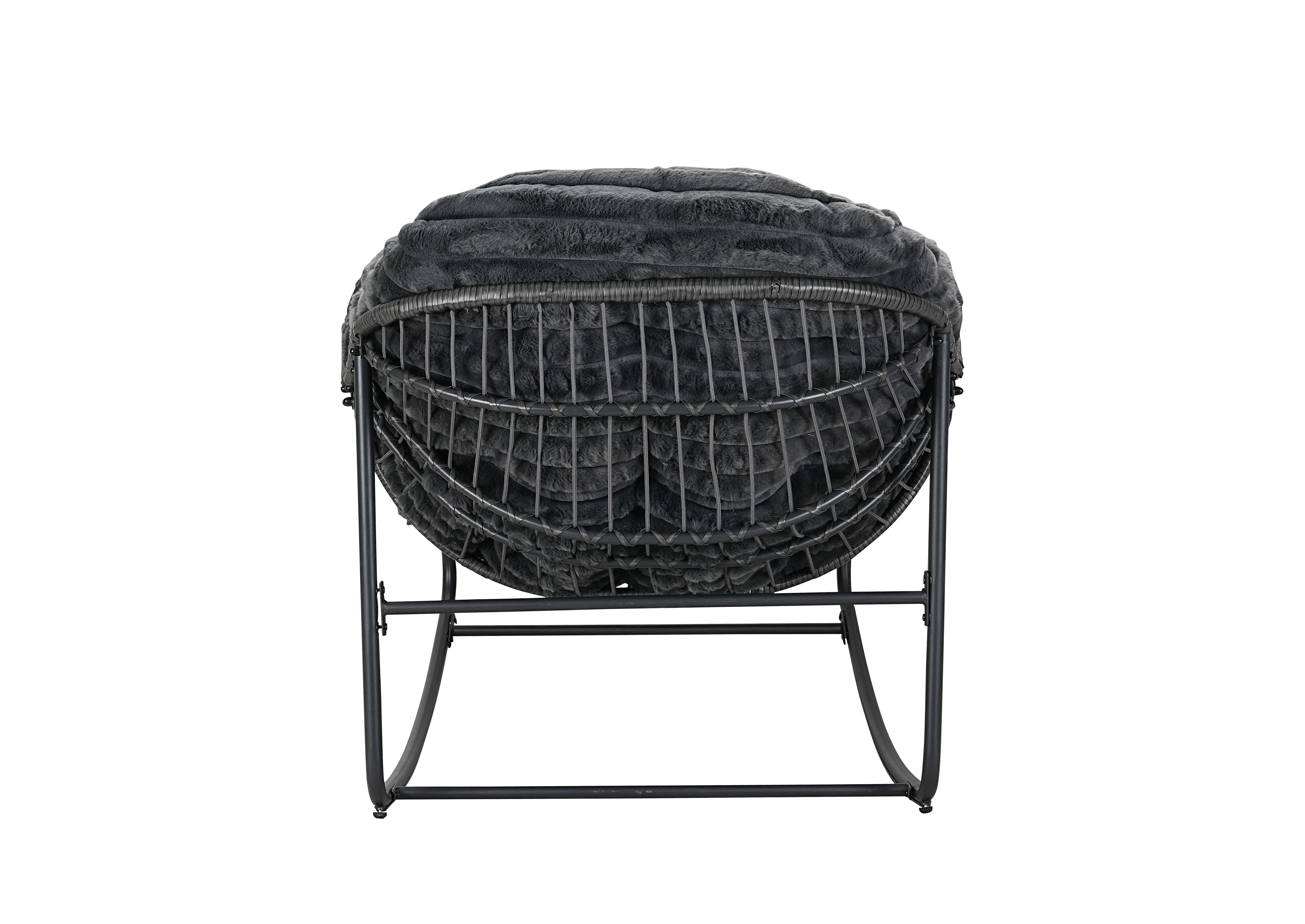 Oversized Egg Rocking Chair with Ultra-Soft Velvet Cushion - Hand-Woven PE Rattan & Steel Frame Saucer Chair for Indoor & Outdoor