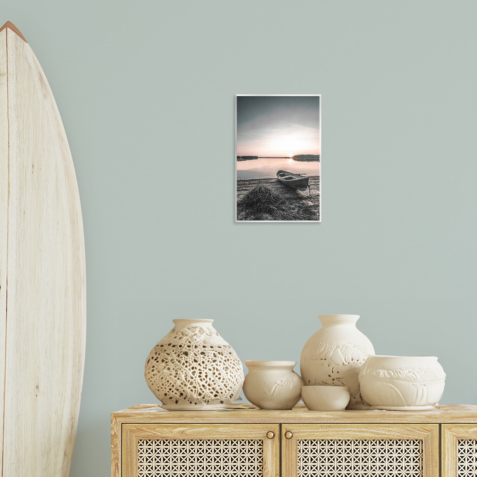 Stupell Industries Deserted Canoe on Shore Landscape Photography Unframed Art Print Wall Art, 10 x 15