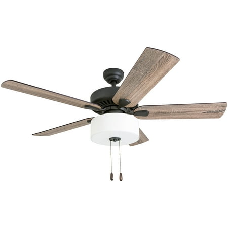 

Prominence Home Canoe Ridge 52 Bronze Farmhouse Ceiling Fan with 5 Blades Linen Drum Shade Pull Chains & Reverse Airflow