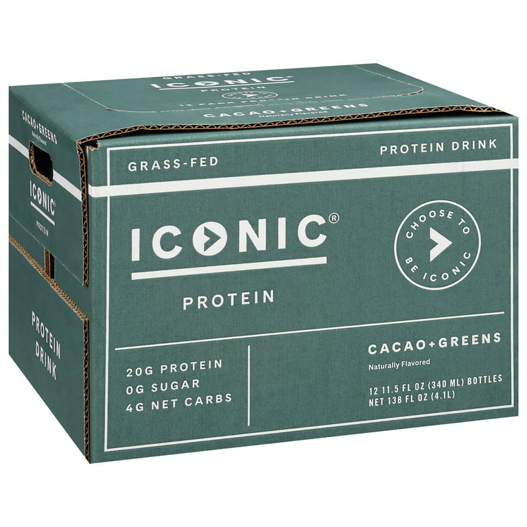 Iconic Protein Drinks, Cacao + Greens (12 Pack)