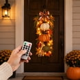 thumbnail image 6 of Light up Fall Teardrop Swag for Front Door, 21.65" Autumn Harvest Pumpkin & Maple Leaf Wreath Alternative with Warm LEDs, Thanksgiving Thanksgiving Porch Decor, 6 of 7