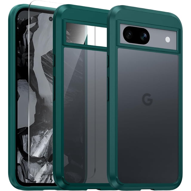 KOMI for Google Pixel 8A Case: Support Magnetic Charging Frosted Translucent Back Protective Phone Cover - Matte Military Grade Full Protection Drop Proof Shockproof Tough Cases - 6.1 inch (Black)