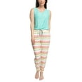 thumbnail image 2 of MUK LUKS Tank and Jogger Pajama Set, Aqua/Multistripe, Medium, 2 of 4