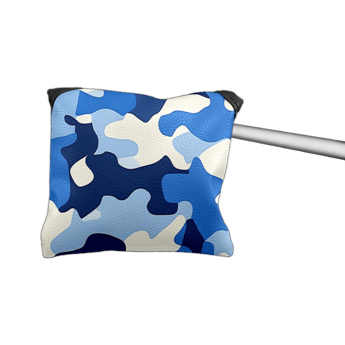 Golf Mallet Putter Cover Premium Leather Waterproof Golf Putter Head Cover with Magnetic Closure Blue White Camouflage Pattern