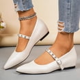thumbnail image 6 of Women's Ballet Mary Jane Flats 2026 Casual Versatile Pointed Toe Buckle Strap Flats Summer Novel Trendy Comfortable Ballerina Shoes for Work Walking Beige 9, 6 of 9