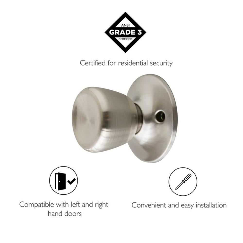 Bowery Hill Terrace Dummy Silver Brass Reversible Door Knob in Satin Nickel