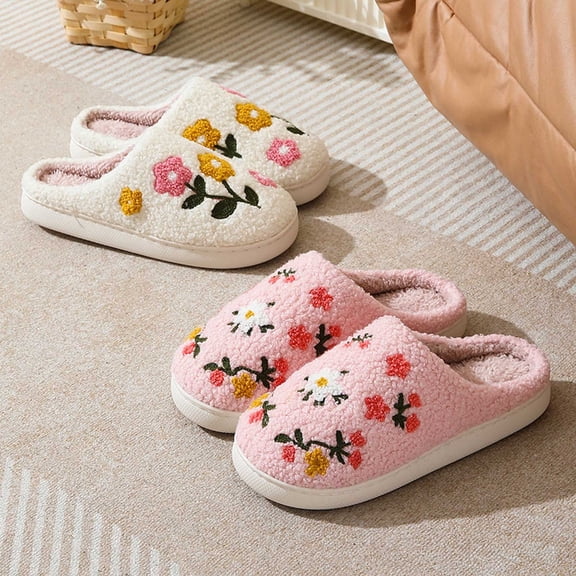 Pug Fuzzy Scuff Slippers Womens Soft Comfy Memory Foam Non- Indoor House Shoes White 39