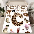 thumbnail image 2 of Feelyou Initial C Twin Sheet Sets, A-Z Monogrammed Cheetah Print Bedding, 3pcs, 2 of 7