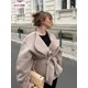 thumbnail image 1 of 2024 elegante solapa cintura alta cinturón abrigo suelto mujeres de manga larga bolsillo sólido abrigos Otoño Invierno nuevas señoras calle prendas de vestir cálidas, 1 of 5