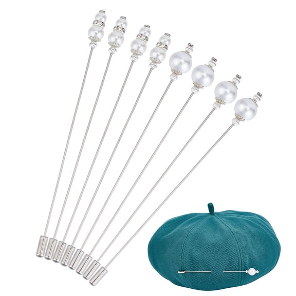 8PCS Vintage Safety Hat Pins Stick Lapel Pin Brass Long Handle Pin Accessories DIY