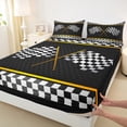 thumbnail image 3 of Homewish Racing Flag Queen Sheet Sets,Extreme Sport Flat Sheet,White Black Check Queen Fitted Sheet For Boys Kids,Luxury Bedroom Decor,4pcs, 3 of 7