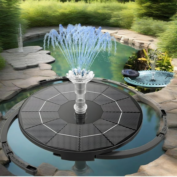 AMZtime 3.5W Solar Fountain Pump for Water Feature Outdoor DIY Solar Bird Bath Fountain with Multiple Nozzles, Solar Powered Water Fountain for Garden, Ponds, Fish Tank and Aquarium