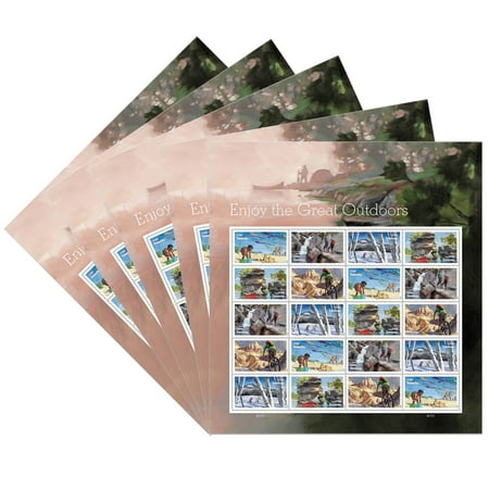 Enjoy the Great Outdoors 5 Sheets of 20 Forever USPS First Class Postage Stamps Celebration Vacation Wedding (100 Stamps)