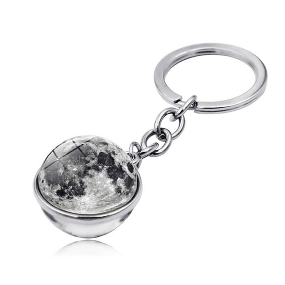 YYKihy Cosmic Galaxy Planet Time Gemstone Double-Sided Glass Ball Keychain Key Ring