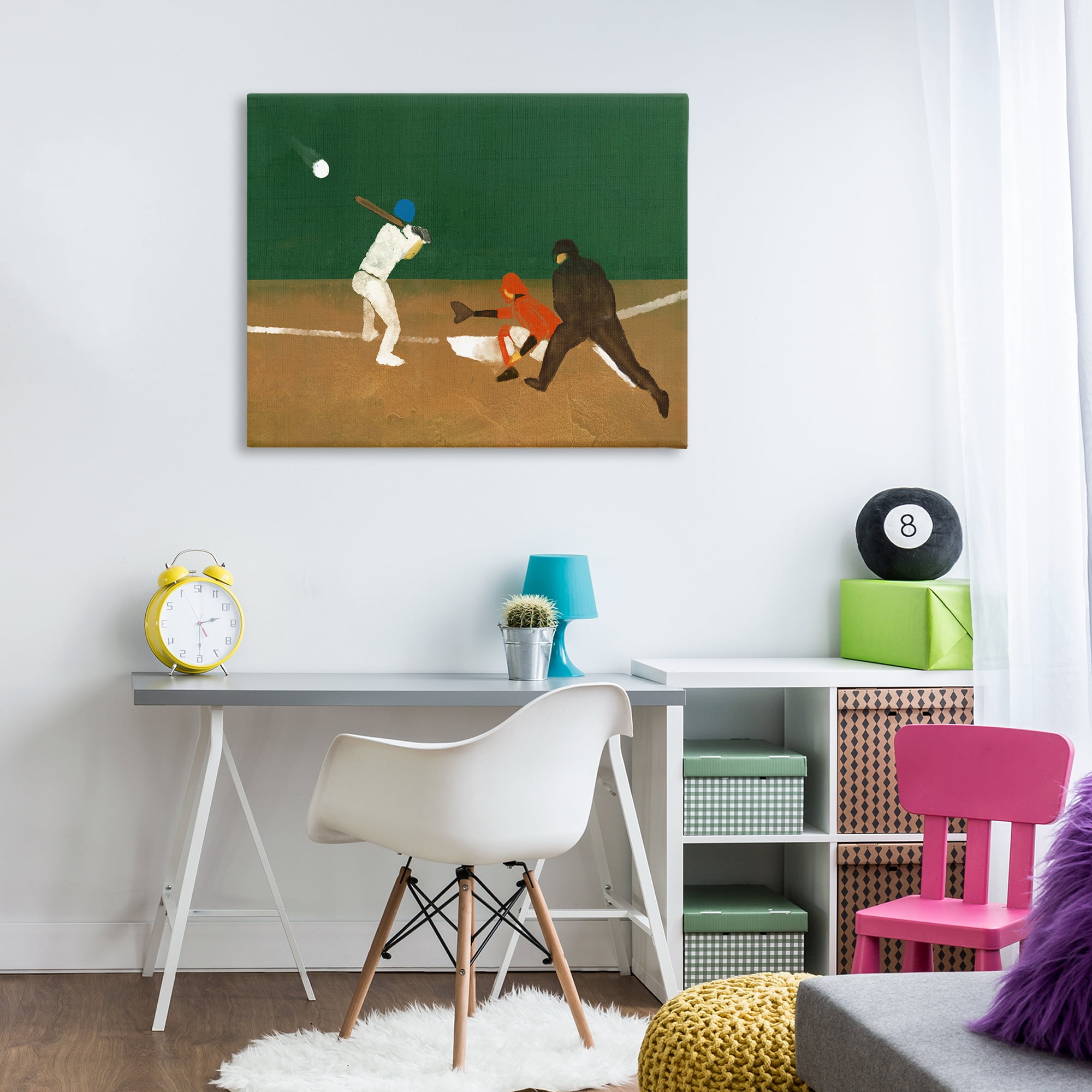 Stupell Industries Batting Baseball Players Sports Painting Wrapped Canvas Art Print Wall Art, 40 x 30