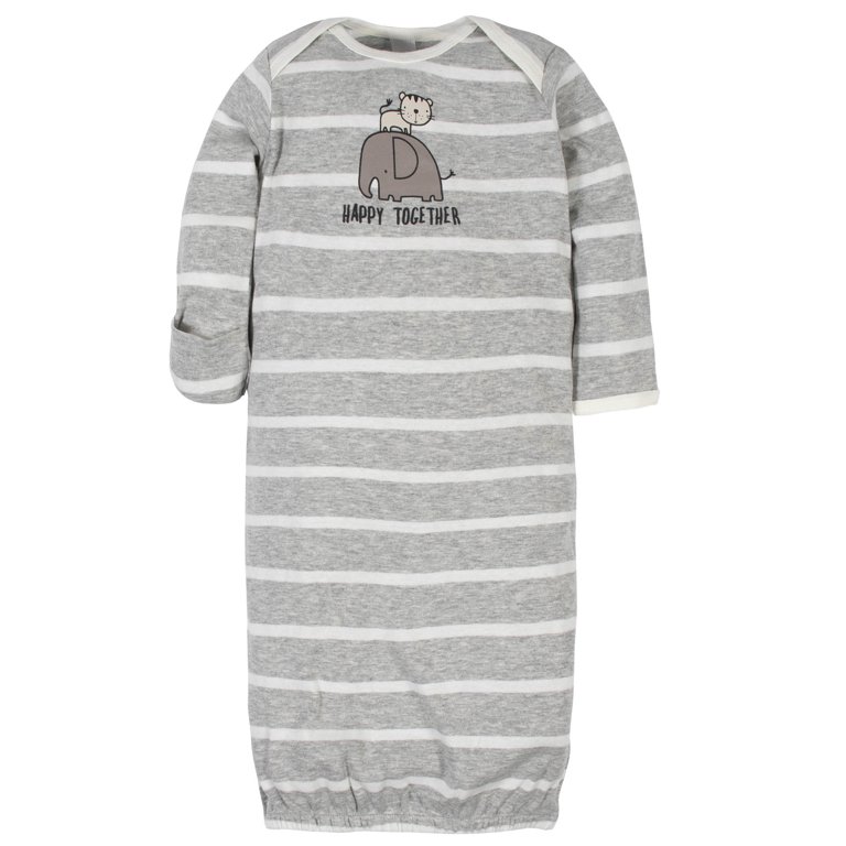 Gerber Baby Boy Long Sleeve Gowns with Mitten Cuffs, 4-Pack photo 3