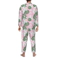 thumbnail image 5 of Mens Pajamas Set - Green Leaves Lilies Flowers Comfy Long Sleeve Button Up Pajama Sets for Men 2 Piece, Soft Sleepwear Nightwear Pjs Lounge Sets for Men with Pockets, 5 of 5