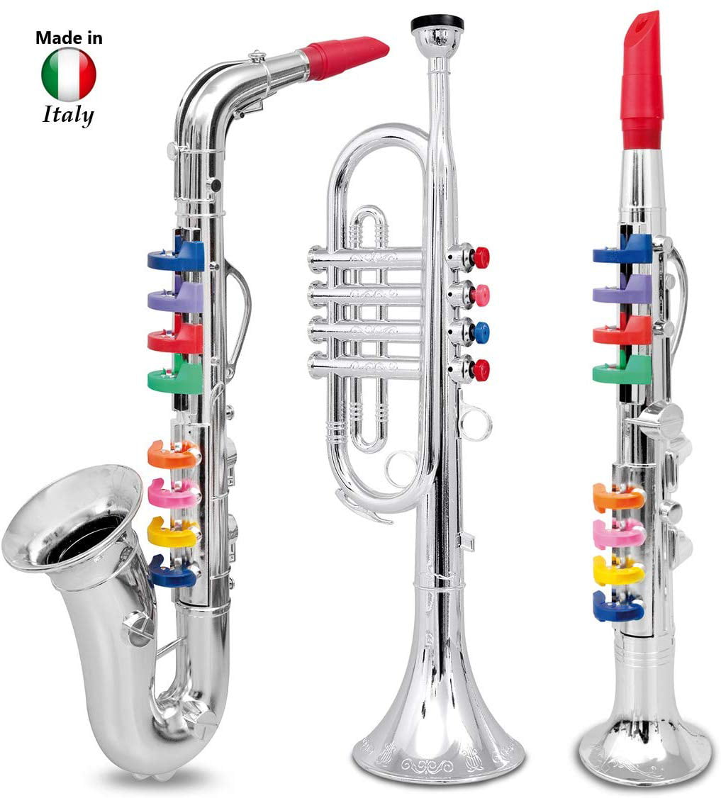 Metallic Silver for sale online Click N' Play Set of 2 Musical Wind Instruments for Kids 