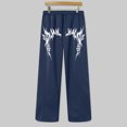 thumbnail image 6 of LIWENLI Men's Wide Leg Sweatpants Fleece Lined Baggy Pants with Open Bottom Drawstring Waist S-2XL (Dark Blue,S), 6 of 8