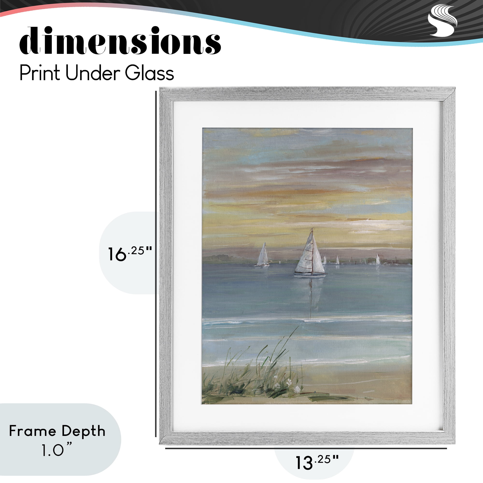Stupell Industries Coastal Sailboats At Twilight Gray Framed Print Under Glass, design by Sally Swatland