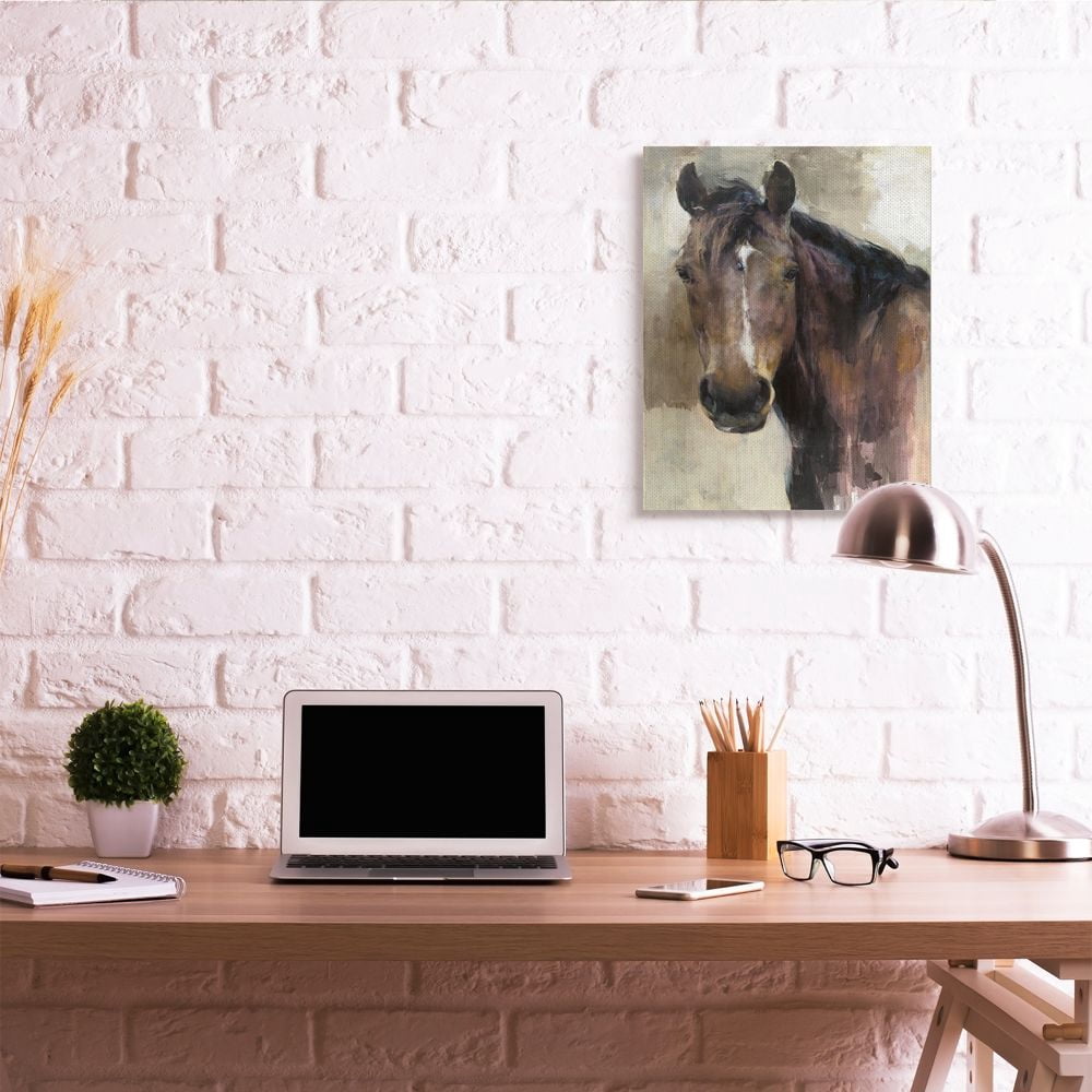 Stupell Industries Masculine Horse Portrait Western Brown Tan Stallion Painting Canvas Wall Art Design by Marilyn Hageman, 24" x 30"