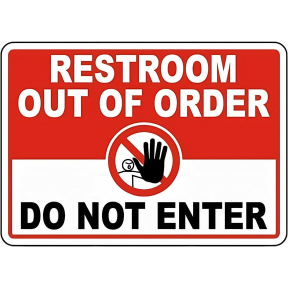 Restroom Out of Order Tin Sign - 8"x12" Vintage Metal Warning Sign for Home Farm Bar Coffee Shop Club, Restroom, Maintenance Alert
