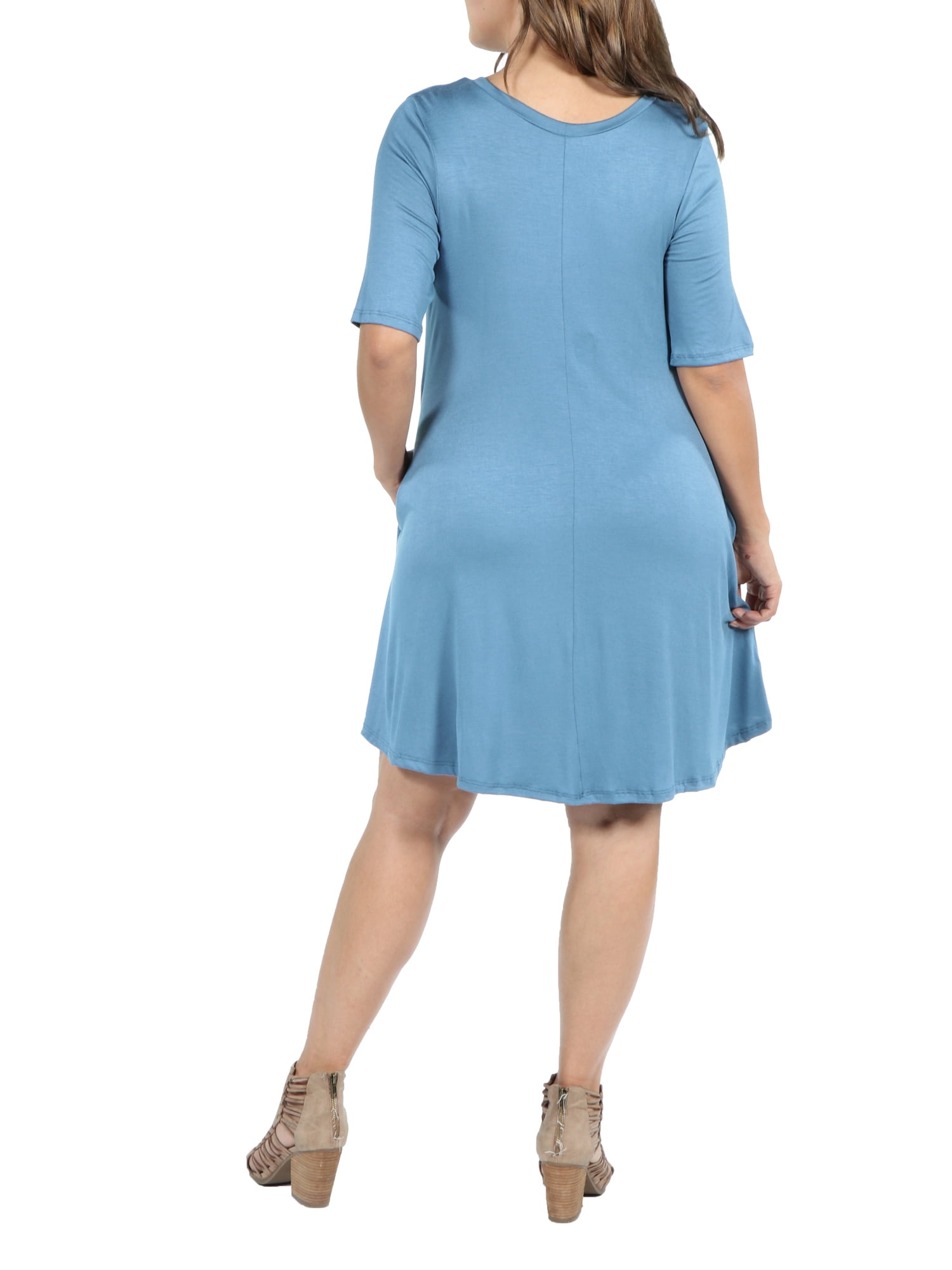 24Seven Comfort Apparel Pocket Plus Size Mini Dress
