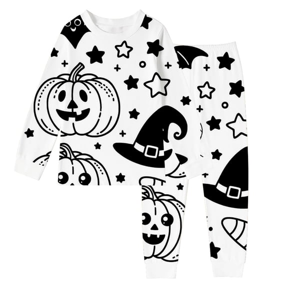 Shadoumai Halloween Pajamas Set Size 6 Color Your Own Pajamas for Cute Printed Funny Diy Hand Painted Pjs Funny Long Sleeve Button Shirt Longs Pajama Set 2 Piece Nightwear Outfits