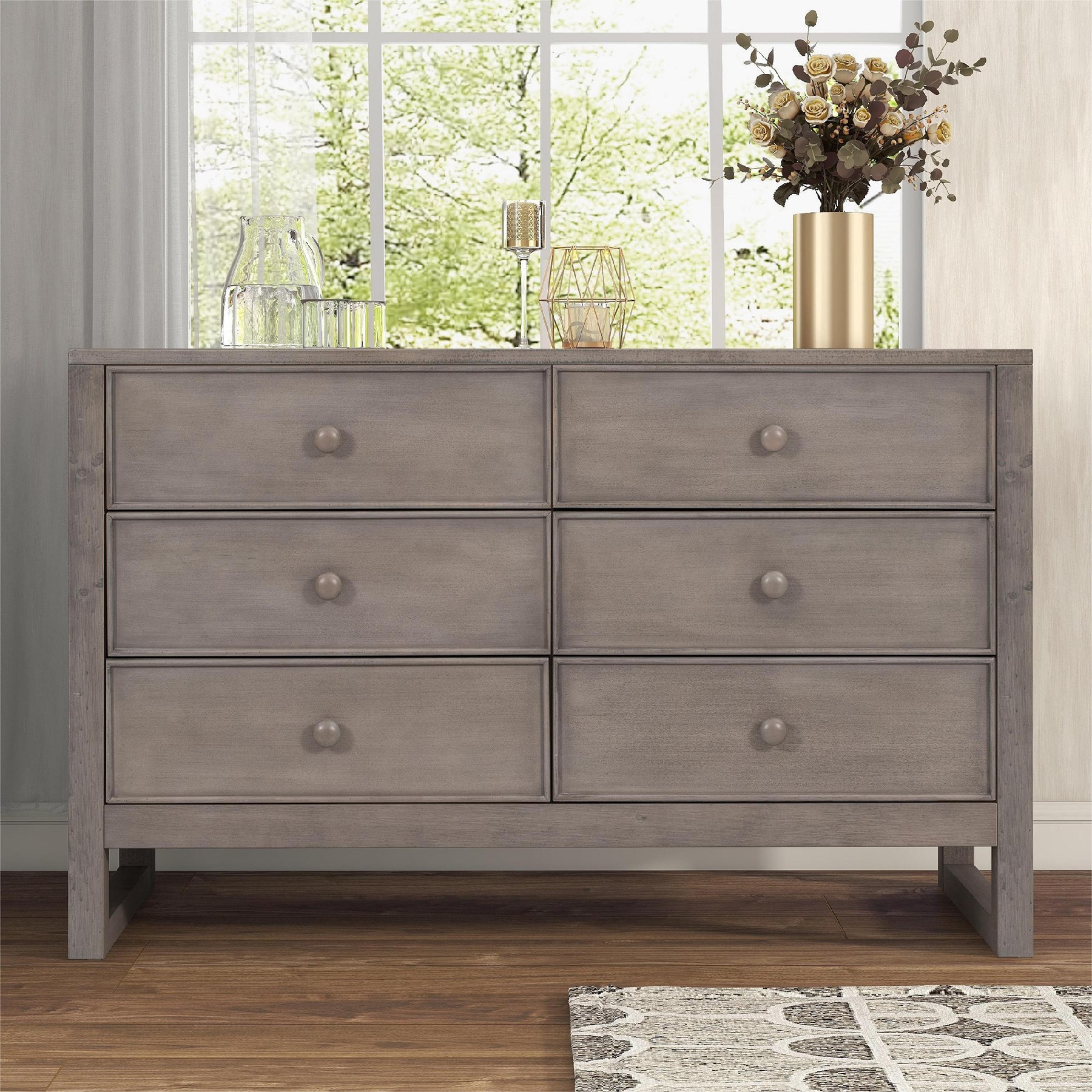 Rustic Wooden Dresser with 6 Drawers, Storage Cabinet Chest for Bedroom ...