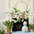 thumbnail image 5 of Spring Tulip Wreath for Front Door, Tulip Floral Wreath for Outdoor Wedding Decor, Boho Easter Holiday Wall Party Supplies ,16 Inches, White, 5 of 5