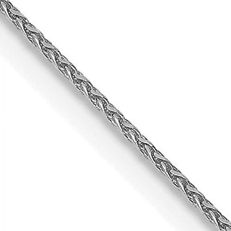 Solid 14K White Gold 1.1mm Diamond-cut Spiga with Lobster Lock