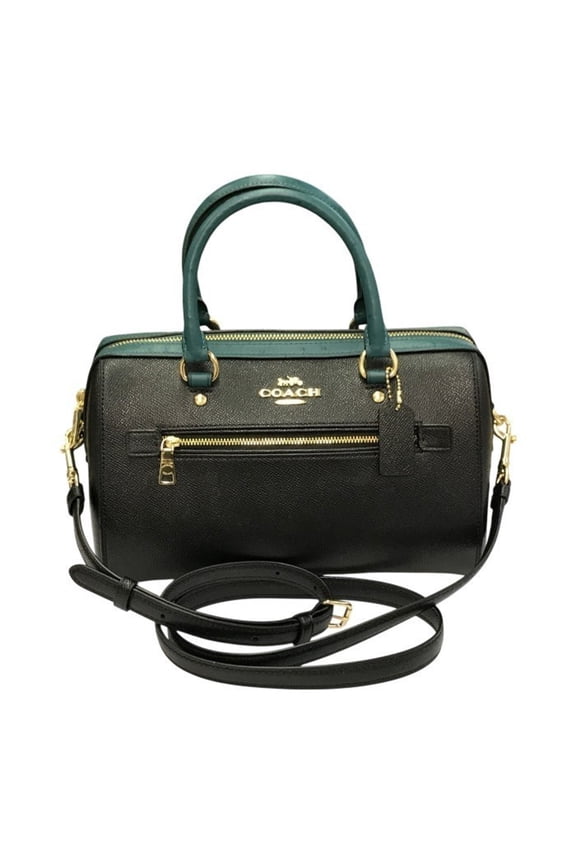 Pre-Owned COACH Women's Leather Boston Bag, Black/Green, F88033