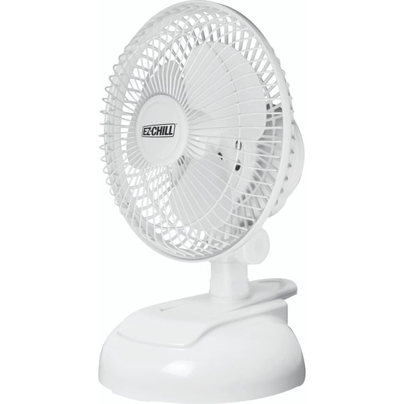 Ventilador EZ-CHILL MTFX-6 de 15 cm con clip o escritorio de 2 velocidades, color blanco