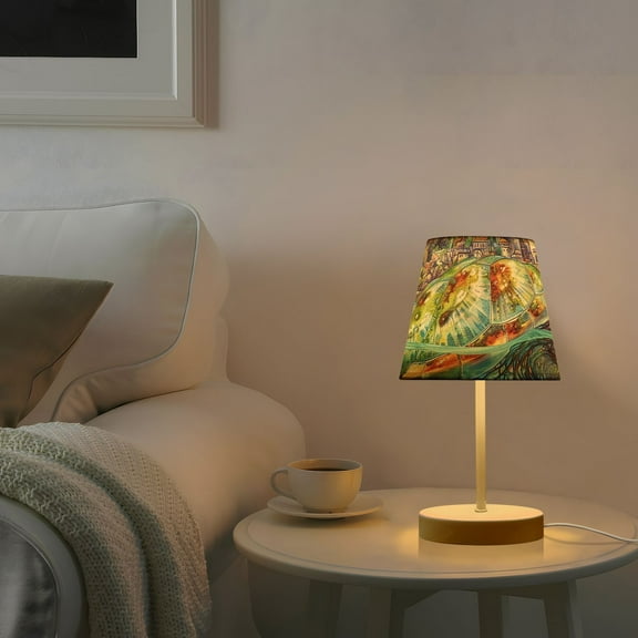 Sea Turtle City Desk Lamp 3 Color Modes LED Table Lamp Nightstand Reading Light for Bedroom Living Room
