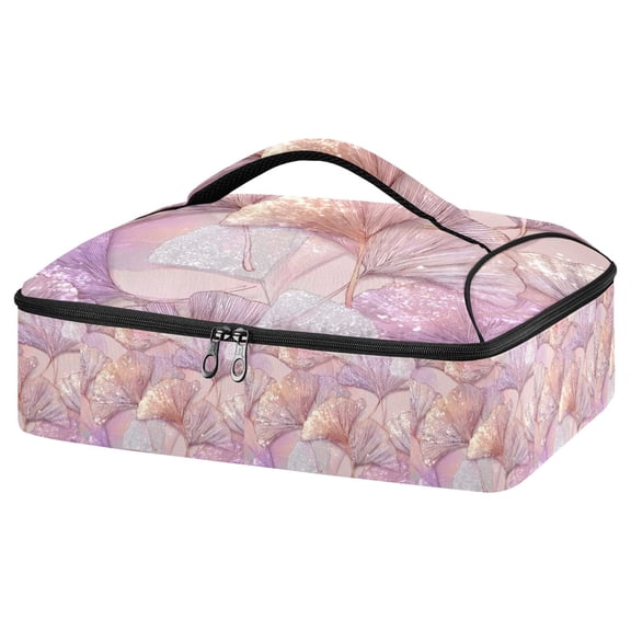 Iauyy Casserole Carrier for Hot Food Insulated Casserole Travel Carry Bag with Lid Food Warmer Bag for Party/Picnic,Light Purple Tone